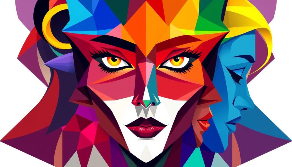 color theory in geometric face art