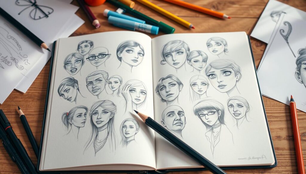 face drawings sketchbook