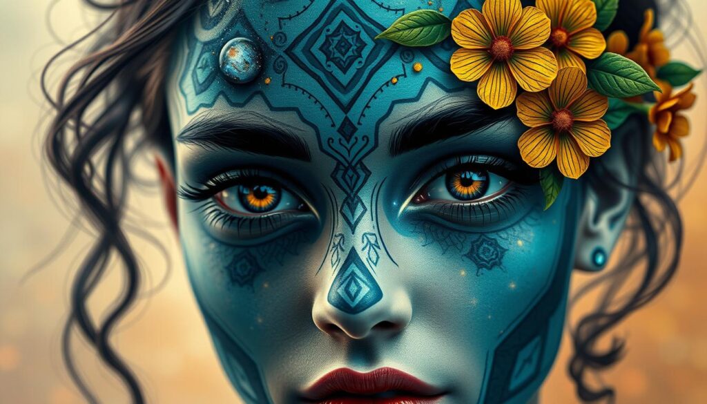 Unique face art concepts with symbolism