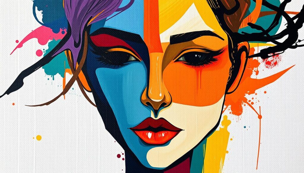 abstract face canvas painting