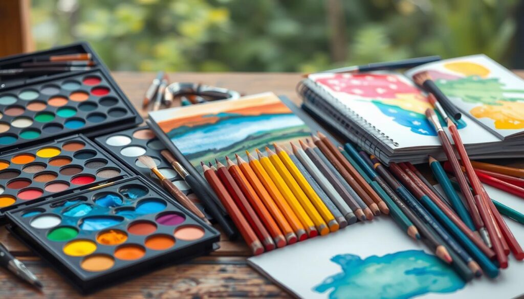 art supplies for abstract landscape sketches