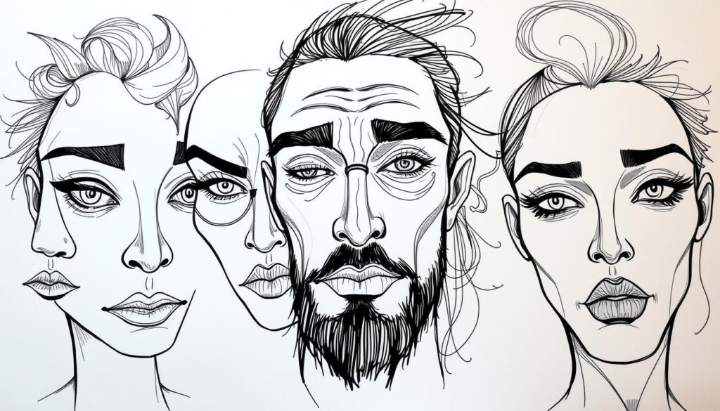 creative face sketches