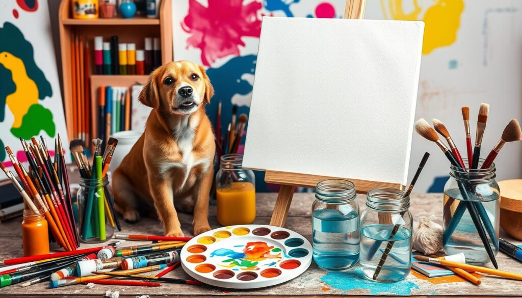 dog canvas painting materials