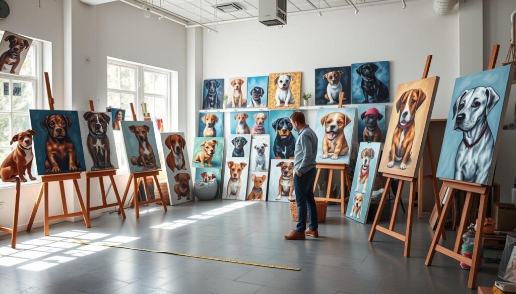 dog canvas painting size and scale considerations