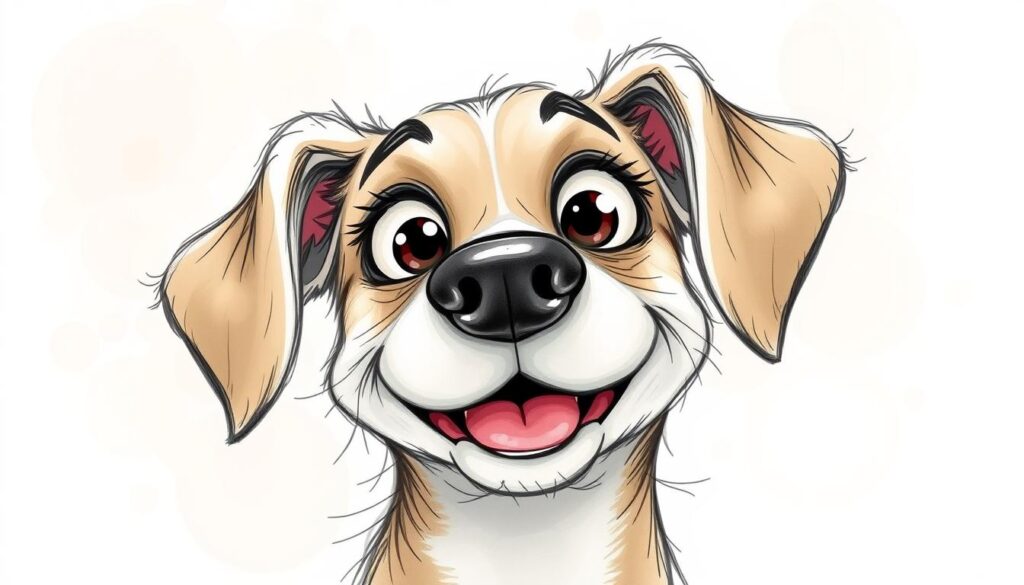 whimsical face designs dog portrait sketch